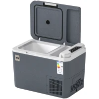 Outsunny Nevera Portátil Eléctrica 25L con Compresor Control por App Pantalla LED Asa Modos ECO y MAX de -20℃ a +20 ℃ Gris(m-1)