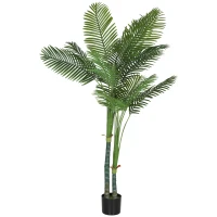 HOMCOM Plante artificielle intérieure 180 cm, palmier Areca arbre artificiel avec pot en plastique et flocage, vert(m-1)