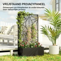 Outsunny metalen verhoogde bak met klimrek voor klimplanten, vrijstaand of voor wandmontage(m-6)