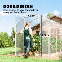 Outsunny Polytunnel Greenhouse Walk-in Grow House with PE Cover, Door and Galvanised Steel Frame, 3 x 2 x 2m, Clear(m-5)