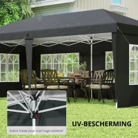 Outsunny Paviljoen ca. 3x6 m waterdicht pop-up opvouwbaar met 4 zijwanden, ramen, UV-bescherming, draagtas, Zwart(m-6)