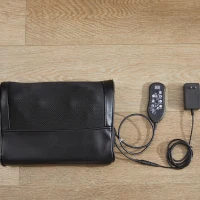 Chefsessel mit Massage- und Heizfunktion, Ergonomischer Bürostuhl mit Kunst-Leder, ausziehbare Fußstütze, 88 x 70 x 112,5 cm, Schwarz(m-13)