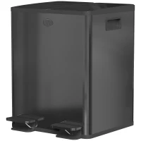 HOMCOM 2 x 20 L Doppelmülleimer, Pedalöffnung, leicht zu reinigen, Edelstahl, Kunststoff, Schwarz(m-10)