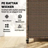 Outsunny Wózek serwisowy Rattanowy wózek kuchenny z FSC certyfikowaną powierzchnią eukaliptusową, półką, kółkami i uchwytem bocznym 95 x 54 x 84 cm(m-8)