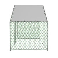 Freilaufgehege Hühnerstall mit Sicherheitsschloss und Wasserdichtes PE-Tuch, für Hühner, Kaninchen und weitere Kleintiere, 303x157x200 cm, Silber(m-6)