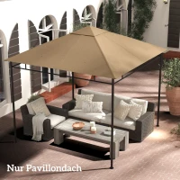 Outsunny partytentdak, vervangend dak voor partytent, partytentafdekking, polyester bescherming tegen de zon, beige 3 x 3 m(m-10)