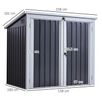 Outsunny 3.2 x 5.1ft Corrugated Steel Two-Bin Storage Shelter - Black(m-18)