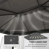 Outsunny Paviljoen vervangingsdak, 3 x 4 m, vervangingshoes met waterafvoeropeningen, Polyester, Zonbescherming, UPF30+, Donkergrijs(m-6)