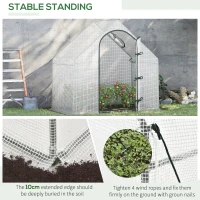 Outsunny Walk In Tomato Greenhouse Garden Outdoor Mini Greenhouse Flower Planter Steel Frame with Zipped Door & Window, PE Cover, 180 x 100 x 168CM,  White(m-6)