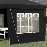 Outsunny Paviljoen ca. 3x6 m waterdicht pop-up opvouwbaar met 4 zijwanden, ramen, UV-bescherming, draagtas, Zwart(m-13)