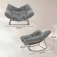 Outsunny Sedia a Dondolo da Interni ed Esterni con Seduta Extra Larga da 60 cm e Cuscino Imbottito, Grigio(m-3)