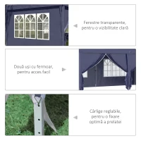Outsunny Foisor de gradina pliabil pentru exterior cu 6 panouri laterale, 585x295cm albastru(m-7)