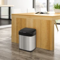 HOMCOM Sensor Mülleimer 20L Edelstahl Automatischer Mülleimer mit Bewegungssensor, Inneneimer 33 x 25 x 42,5 cm Silber+Schwarz(m-2)
