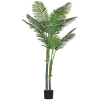 HOMCOM Plante artificielle intérieure 180 cm, palmier Areca arbre artificiel avec pot en plastique et flocage, vert(m-12)