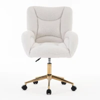 Teddy-Bürostuhl, höhenverstellbar, goldfarbene Metallbasis, 64 x 62 x 97 cm, Weiß(m-6)
