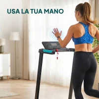 SPORTNOW Tapis Roulant Pieghevole 1-10 km/h con Controllo Gestuale e Inclinazione, Azzurro(m-4)