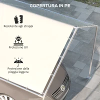 Outsunny Copertura di Ricambio 6x3 m in PE Bianco Anti-UV per Carport Auto con Corde Elastiche(m-6)