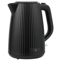 HOMCOM Elektrischer Wasserkocher, 1,7L, Schnellkochfunktion, 2200W, mit herausnehmbarem Kalkfilter, Abschaltautomatik, Schwarz(m-10)