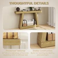 HOMCOM Tavolo Consolle 140 cm, Retro Divano con Contenitore, Rovere.(m-4)