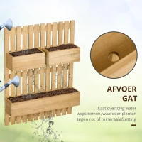 Outsunny Buitenzonnige bloembak, verplaatsbare plantenbak met verhoogd bed en latwerk, massief hout(m-6)