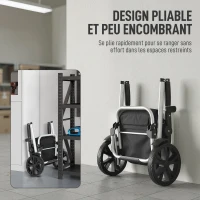 HOMCOM Chariot de courses pliable 40 L caddie de courses portable à roulettes avec poignée télescopique, 45,5x35,5x97cm, noir(m-6)