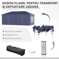 Outsunny Foisor de gradina pliabil pentru exterior cu 6 panouri laterale, 585x295cm albastru(m-5)