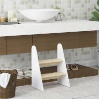 AIYAPLAY Marche pied enfant marchepied enfants 2 marches pour enfants 3 à 8 ans en bois charge max. 20 kg blanc(m-10)