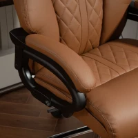 HOMCOM Spring Padded Faux Leather Office Chair with Super Padded, Reclining Office Chair - Light Brown(m-12)