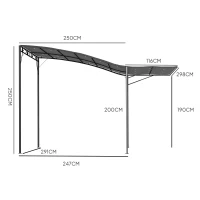 Outsunny Paviljoen met inklapbare dakuitbreiding weerbestendig 3 x 2,5 m Donkergrijs(m-3)