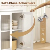 HOMCOM Buffetschrank, Sideboard mit 4 Schubladen, 2 Glastüren, modernes Design, MDF, Weiß(m-7)