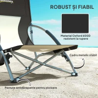 Outsunny Scaun de Plajă și Camping Pliabil cu Spătar din Plasă, Negru(m-7)