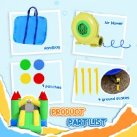 HOMCOM Nylon Inflatable Bouncy Castle, Fire and Water Resistant, Puncture-proof, Multi-Colour(m-7)