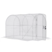 Outsunny Polytunnel Greenhouse Walk-in Grow House with PE Cover, Door and Galvanised Steel Frame, 3 x 2 x 2m, Clear(m-10)