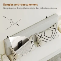 HOMCOM Tête de lit murale en lin, 140 x 60 cm, tête de lit suspendue rembourrée pour chambre à coucher, crème(m-6)