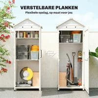 Outsunny Tuinkast Hout Extra Hoge Tuinschuur met Verstelbare Planken Magnetische Deur Gegalvaniseerd Dak Ventilatie(m-8)