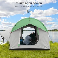 Outsunny SUV Car Tent for Camping, Waterproof PU2000mm, 5 Man Tailgate Tent, 2.4 x 2.1 m, Grey and  Green(m-5)