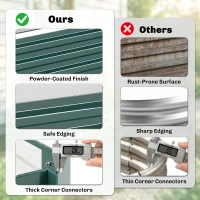 Outsunny Letto per Orto Rialzato in Metallo da Esterno, Portapiante per Fiori ed Erbe, 241x90,5x30cm(m-5)