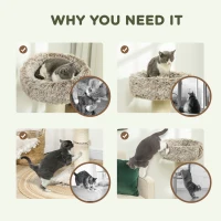 PawHut Cat Tree, 87cm Cat Tower with Thick Scratching Post, Plush Cat Bed, Cat Tree Tower for Indoor Large Cats and Kittens, Brown(m-6)