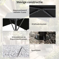 Outsunny Pergola paviljoen 3x3m waterafstotend stabiel winterbestendig zonbescherming met zadeldak driehoekige verstevigingen(m-5)