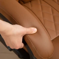 HOMCOM Spring Padded Faux Leather Office Chair with Super Padded, Reclining Office Chair - Light Brown(m-11)