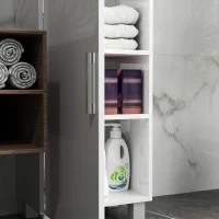 HOMCOM Armoire salle de bain haute meuble de rangement colonne 2 portes et étagères réglables 40 x 30 x 167,5 cm blanc(m-8)