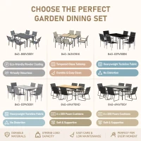 Outsunny 6 Seater Garden Dining Set with Soft Cushions, Rattan Backrest, Rectangular Plastic Top, Garden Furniture Set, Outdoor Dining Table and Chairs for Patio, Balcony, Poolside, Nature Wood Finish(m-11)