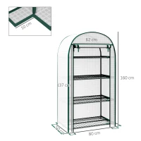 Outsunny Serra da Giardino Verticale con 4 Ripiani in Metallo e Copertura in PE, 80x50x160 cm, Bianco(m-3)