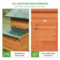 PawHut Kippenhok Kippenhuis van hout met nestkast 2 zitstokken loopplank venster waterdicht dak 113,5x67,5x95,5 cm Oranje(m-7)