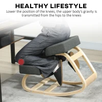 Vinsetto Klęcznik, ergonomiczne krzesło, zdrowa postawa siedzenia, drewno brzozowe, obciążenie do 120 kg, ciemnoszary(m-6)