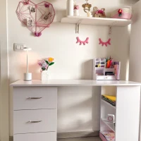 HOMCOM Computer Desk, Home Office Desk, Writing Table, PC Workstation with 3 Storage Shelves and 3 Drawers for Working, Study, 120 x 49 x 72 cm, White(m-8)