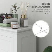 HOMCOM Mobile Bagno con 2 Ante e Cassetto, Mobiletto Bagno Salvaspazio con Ripiani Regolabili, 60x30x102.5 cm, Bianco(m-7)