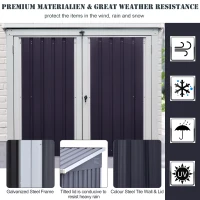 Outsunny 3.2 x 5.1ft Corrugated Steel Two-Bin Storage Shelter - Black(m-20)