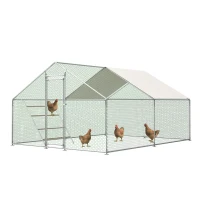Hühnerstall mit Sitzleiter, 303x400x200 cm, Grau(m-7)