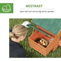 PawHut Kippenhok Kippenhuis van hout met nestkast 2 zitstokken loopplank venster waterdicht dak 113,5x67,5x95,5 cm Oranje(m-5)